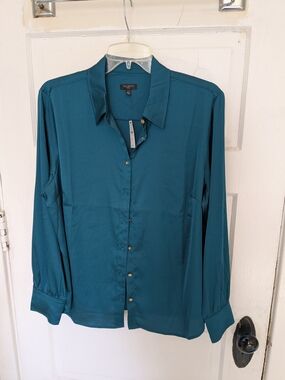 Talbots Teal Button-Up Blouse